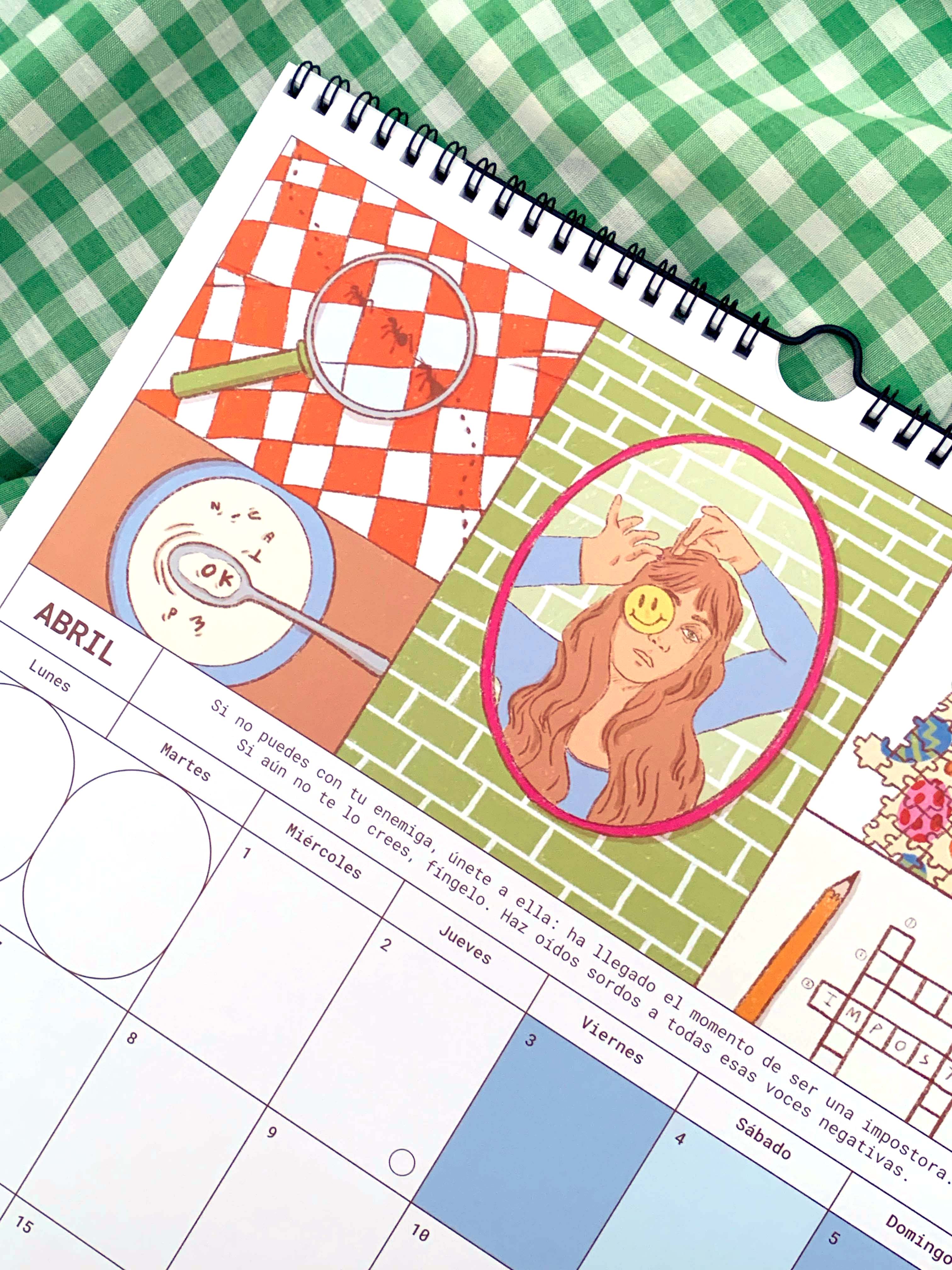 Tapa y encuadernación del calendario