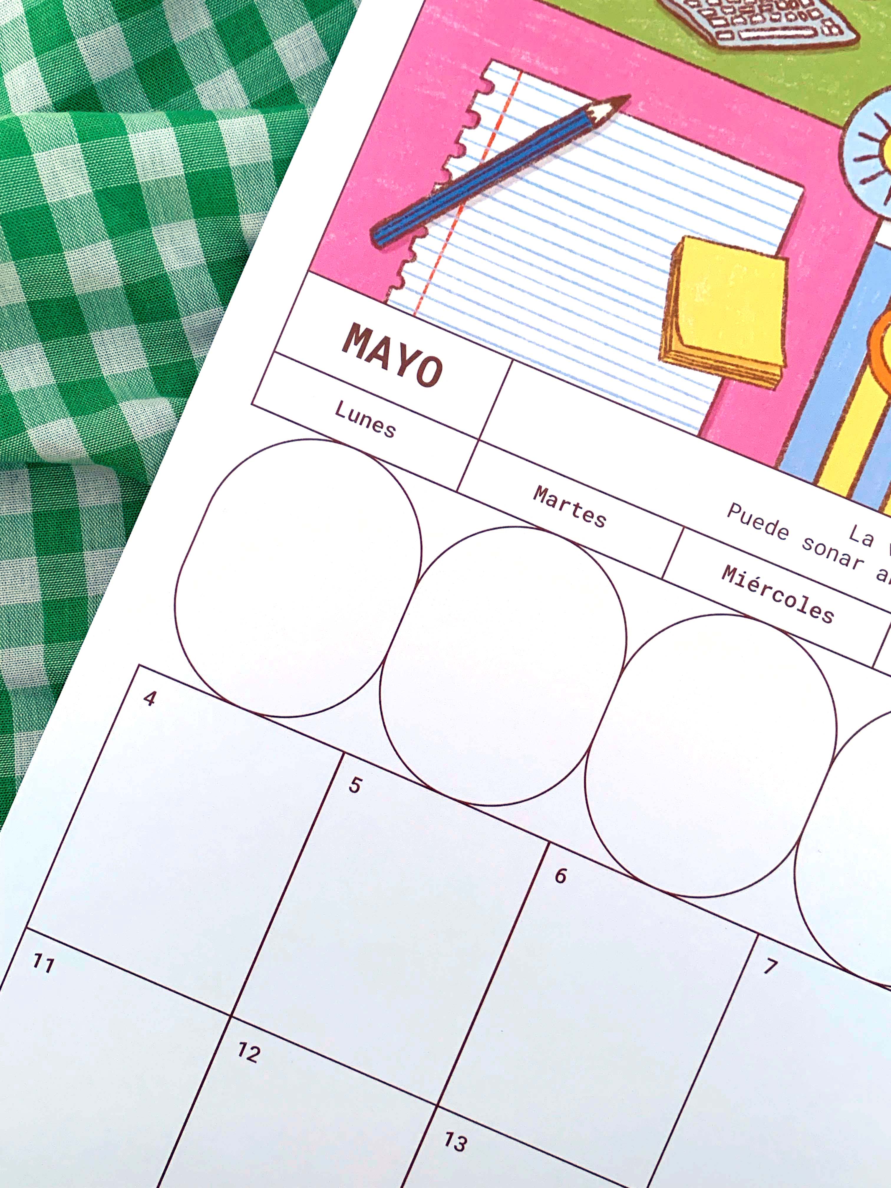 Detalle de ilustración de un mes del calendario